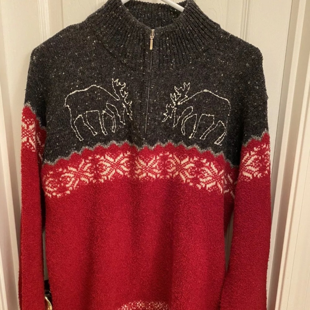Jones New York Sport Fair Isle Reindeer Sweater Wool Blend Ugly Sweater Holiday